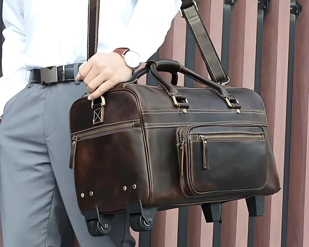 leather rolling carry on luggage
